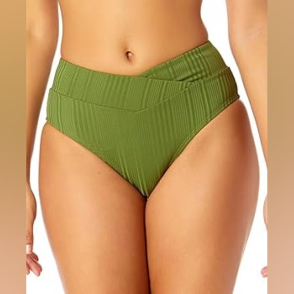 Salt + Cove Women's Juniors' Ribbed Two-Piece Bikini Set Green Swimwear Size M - Picture 5 of 16
